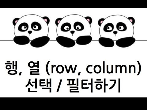 [Pandas 강의] 데이터프레임 행, 열 (row, column) 선택 및 필터 하기
