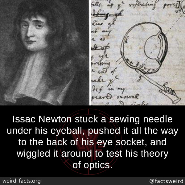 Weird Facts, Issac Newton Stuck A Sewing Needle Under His...